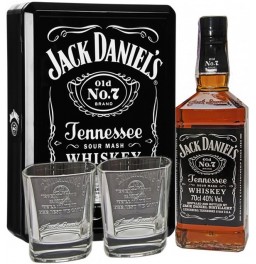 Виски "Jack Daniel's", metal box with 2 glasses, 0.7 л