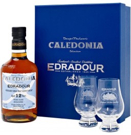 Виски Edradour, "Caledonia" 12 years old, gift box with 2 glasses, 0.7 л