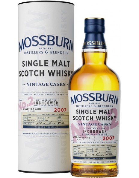 Виски Mossburn, "Vintage Casks" No.2 Inchgower, 2007, in tube, 0.7 л