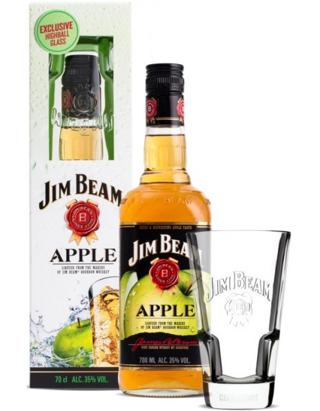 Виски яблочный "Jim Beam" Apple, gift box with glass, 0.7 л
