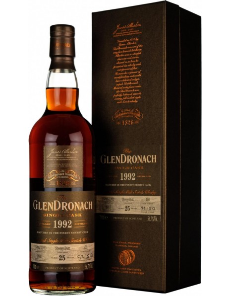 Виски Glendronach, "Single Cask" Sherry Butt (56.7%), 25 Years Old, 1992, gift box, 0.7 л