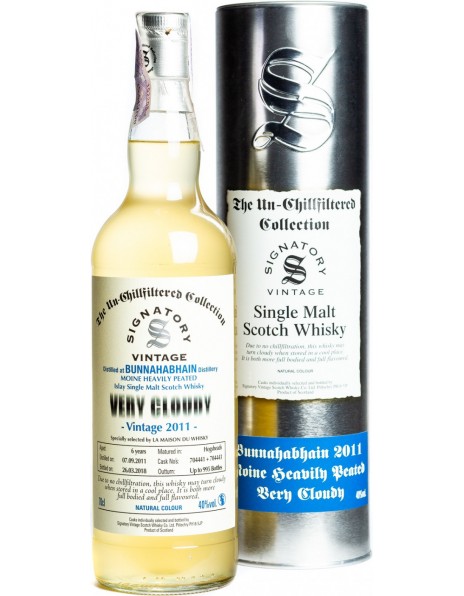 Виски Signatory Vintage, "The Un-Chillfiltered Collection" Bunnahabhain Moine Very Cloudy 6 Years, 2011, metal tube, 0.7 л
