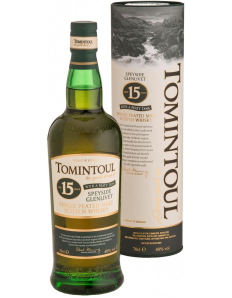Виски "Tomintoul" 15 Years Old with a Peaty Tang, gift tube, 0.7 л