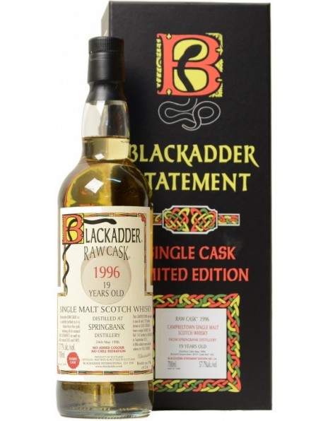Виски Blackadder, "Raw Cask Statement" Springbank 19 Years Old, 1996, gift box, 0.7 л