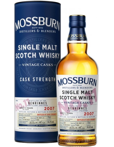 Виски Mossburn, "Vintage Casks" No.11 Benrinnes, 2007, in tube, 0.7 л