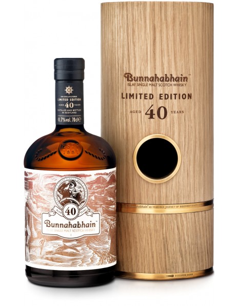 Виски Bunnahabhain Aged 40 years, Limited Edition, wooden tube, 0.7 л