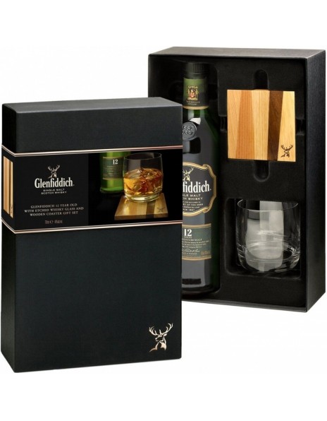 Виски "Glenfiddich", 12 Years Old, gift set with glass and glass mat, 0.7 л