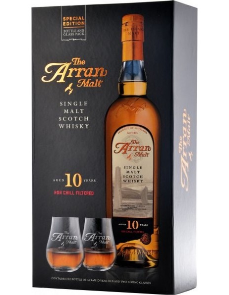 Виски "Arran" 10 years, gift box with 2 glasses, 0.7 л