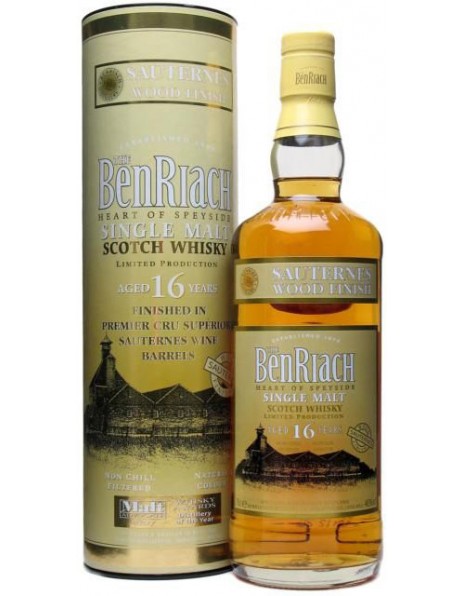 Виски "Benriach" Sauternes Wood Finish, 16 Years Old, in tube, 0.7 л