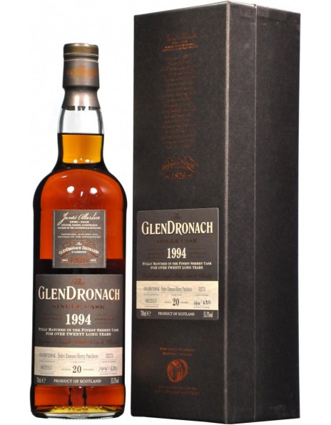 Виски Glendronach, "Single Cask" Pedro Ximenez Sherry Puncheon, 20 Years Old, 1994, gift box, 0.7 л