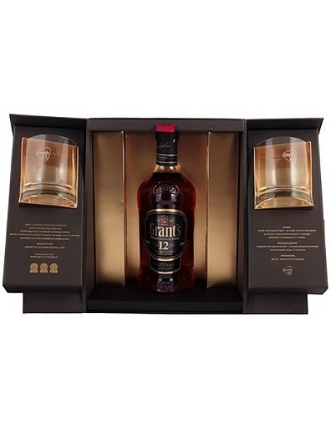 Виски "Grant's" 12 Years Old, gift box with 2 glasses, 0.75 л