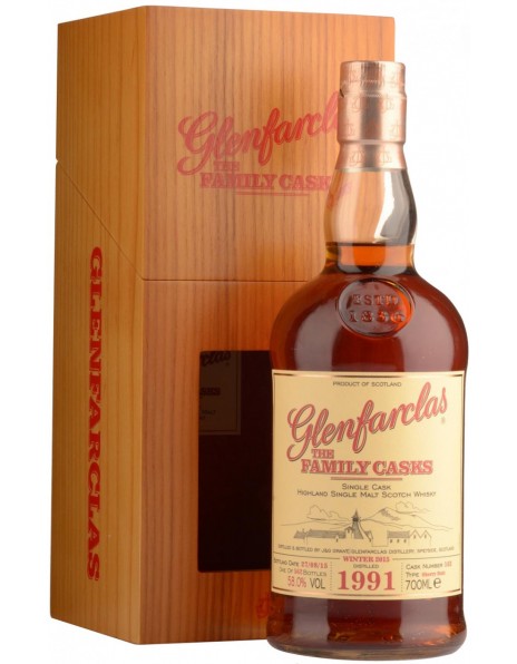 Виски Glenfarclas 1991 "Family Casks" (58%), wooden box, 0.7 л
