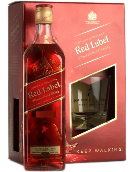 Виски "Red Label", gift box with 1 glass, 0.7 л