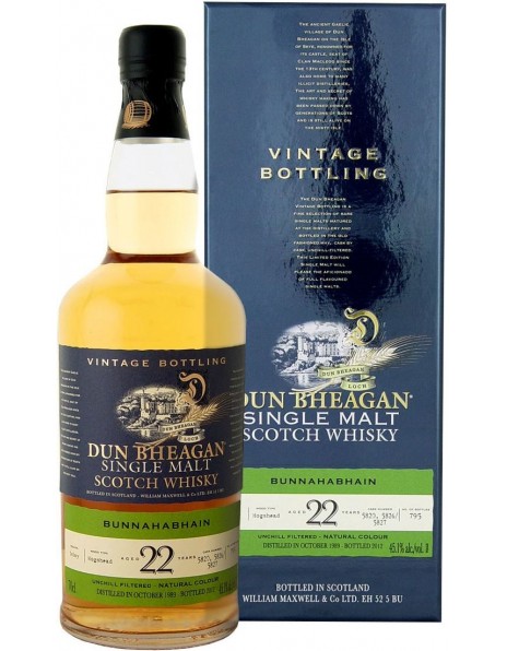 Виски "Dun Bheagan" Bunnahabhain 22 Years Old (45,1%), 1989, gift box, 0.7 л
