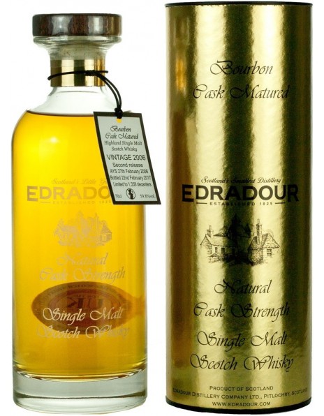 Виски "Edradour" Bourbon Cask Matured (59,8%), 2006, in tube, 0.7 л