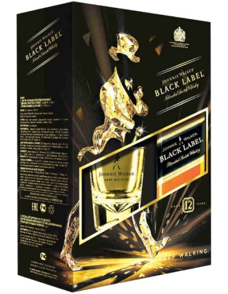 Виски "Black Label", gift box with glass, 0.7 л